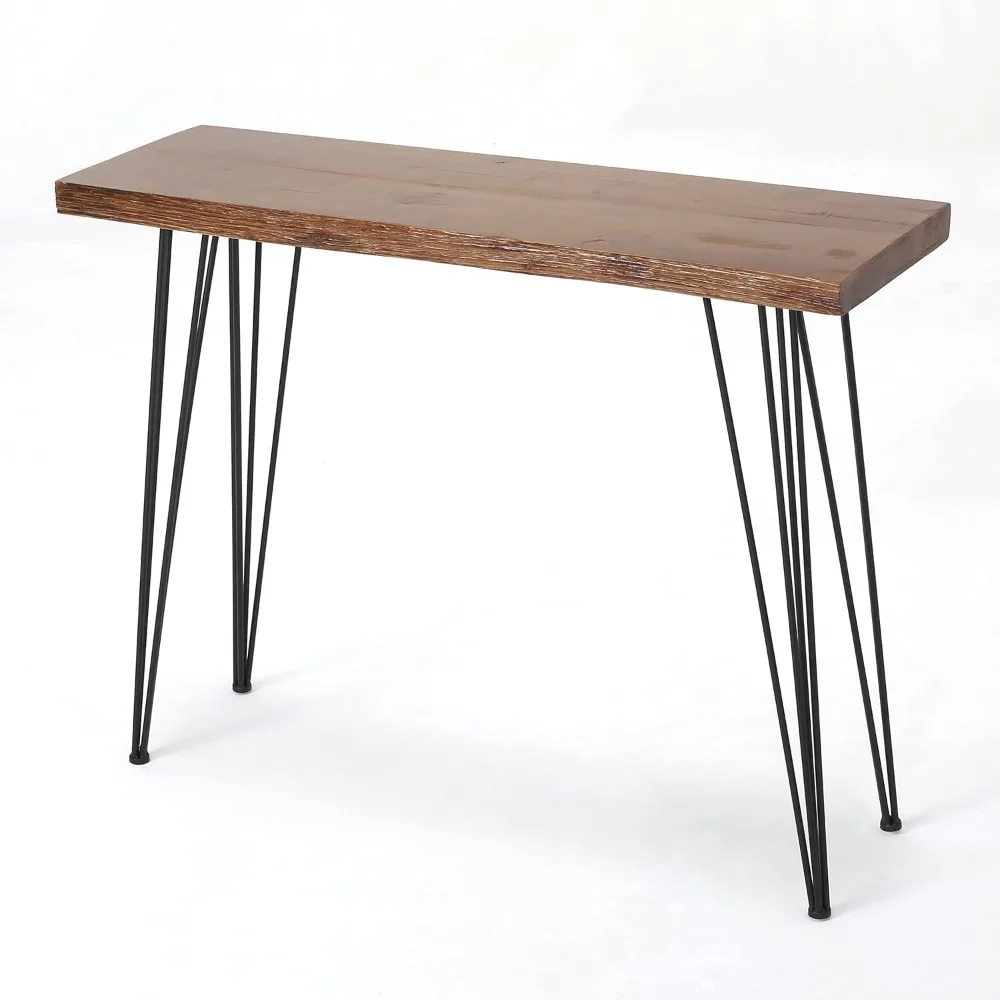 

Chana Industrial Faux Live Edge Rectangular Bar Table, Natural / Black