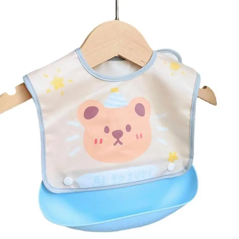 

63HE Soft Bibs Waterproof Bib with Catcher Pocket for Girls Boys Toddlers Infant