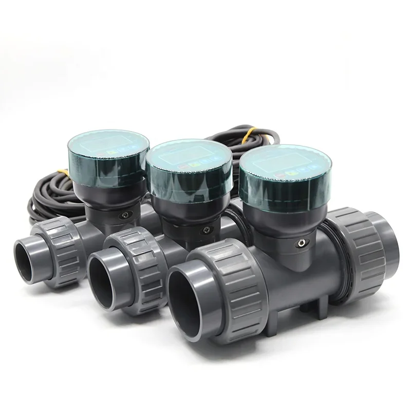 3'' RS485 Module Transmitter Cable UPVC Water Flow Meter Display Flowmeter For Low Acid Fluid Turbine Water Flowmeter