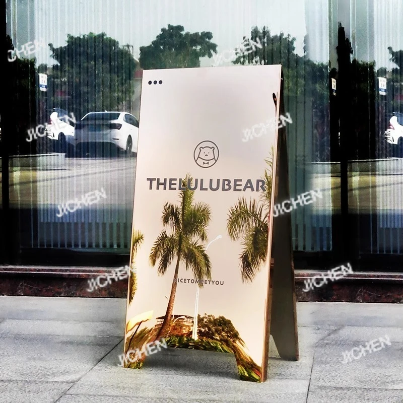 70X35cm مرآة الفولاذ المقاوم للصدأ للطي على الوجهين الطابق الدائمة عرض مجلس الإعلان التخصيص #1