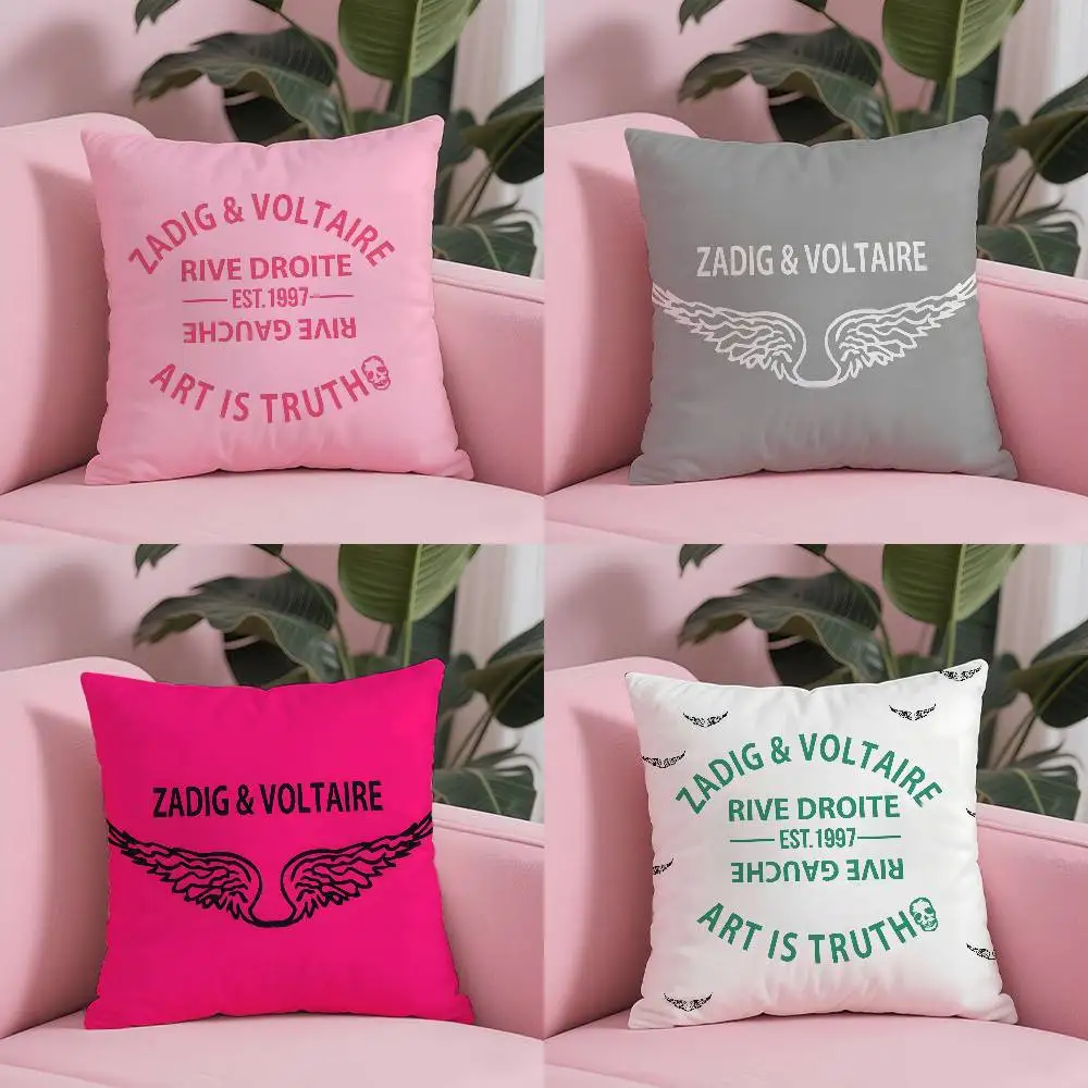 Luxury Fashion Z-zadig and voltaire Pillow Case Anti-dustmite Pillowcase Invisible zipper silky short plush Sofa cushion cover