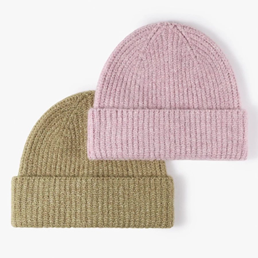 

Unisex Knitted Winter Hats Soft Warm Thickened Solid Color Autumn Winter Caps for Men And Women