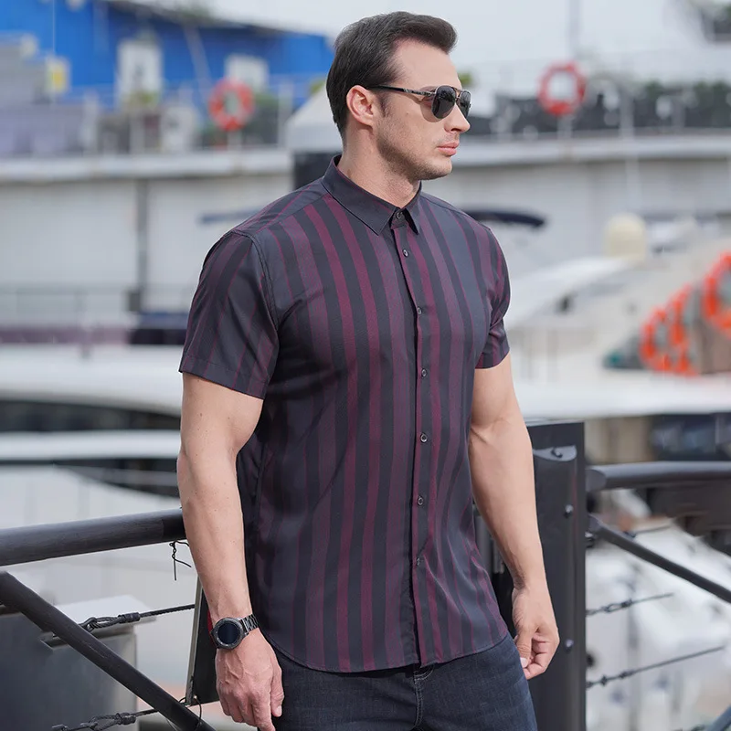 

Летняя новинка: повседневная футболка из органического хлопка в полоску, приталенная, с принтом, для молодых мужчин, больших размеров