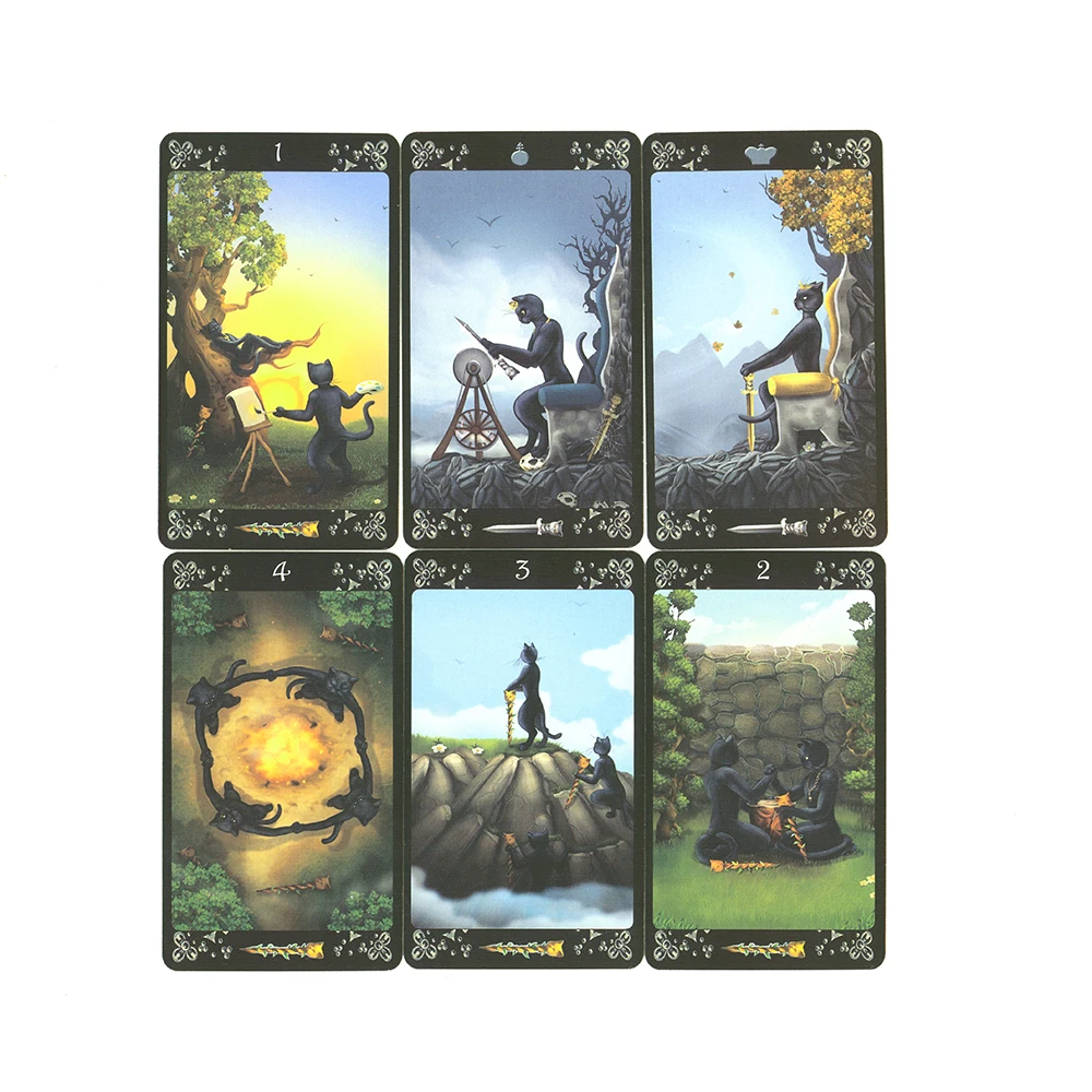 Black Cats Divination Tarot Deck Cards for Beginners Full Spanish Tarot French Italian English and German PDF Guide Board Game