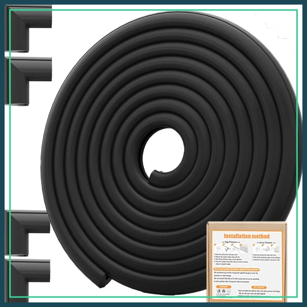

8.2ft Heavy-Duty NBR Foam Edge & Corner Protector, Fireplace Bumper, Furniture Table Guard, Pre-Taped