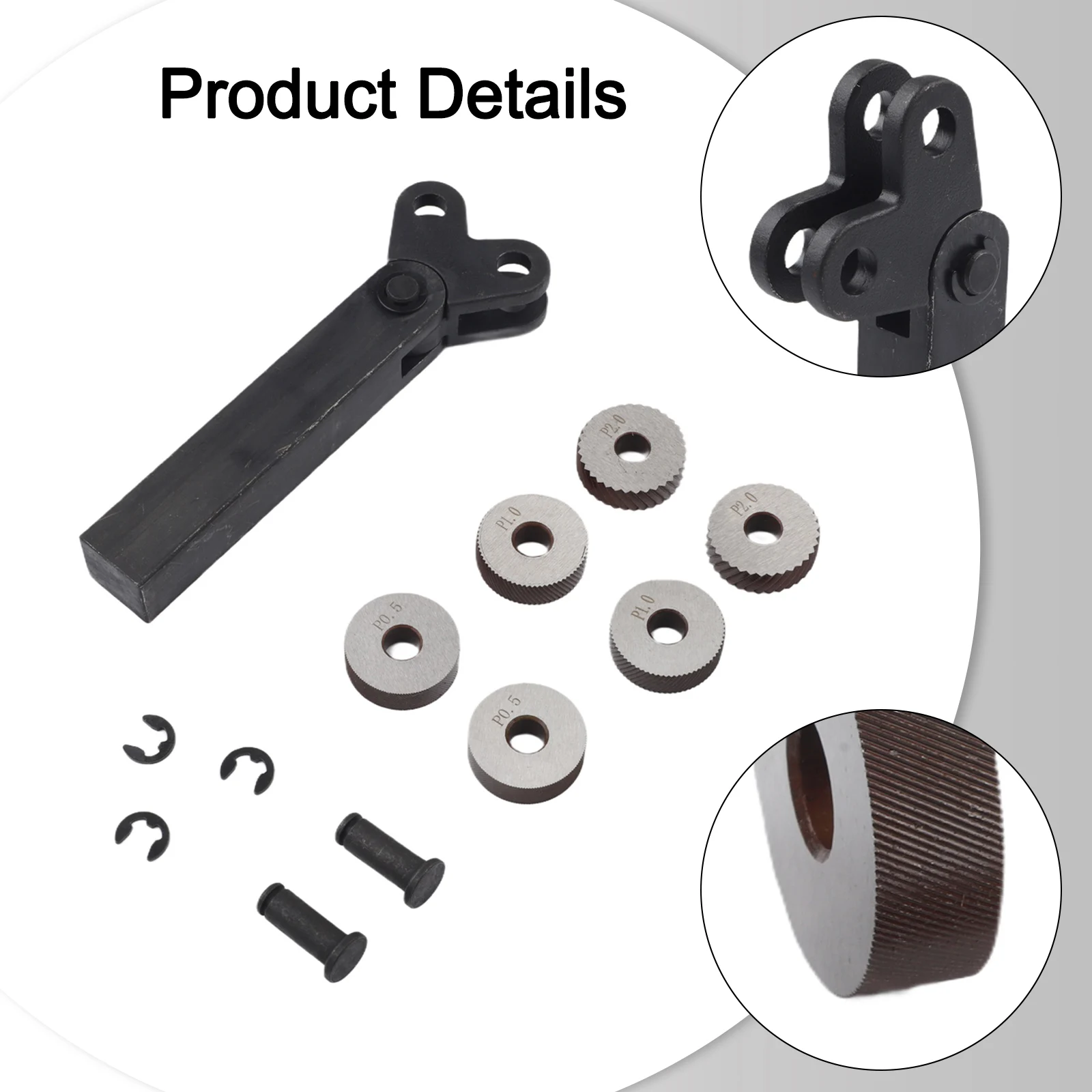 6PCS Embossing Wheels and Lathe Tool Holder Kit for Consistent Knurling Work with 0 5 1 0 2 0mm Reticulated Wheel Sizes