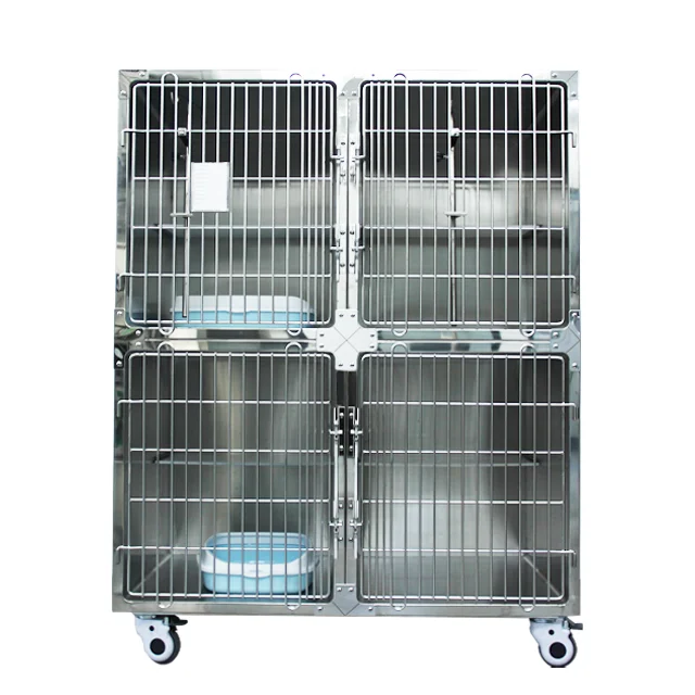 High Quality 4-Door Stainless Steel Veterinary Pet Cage for Dogs for Veterinary Clinics and Cat Owners