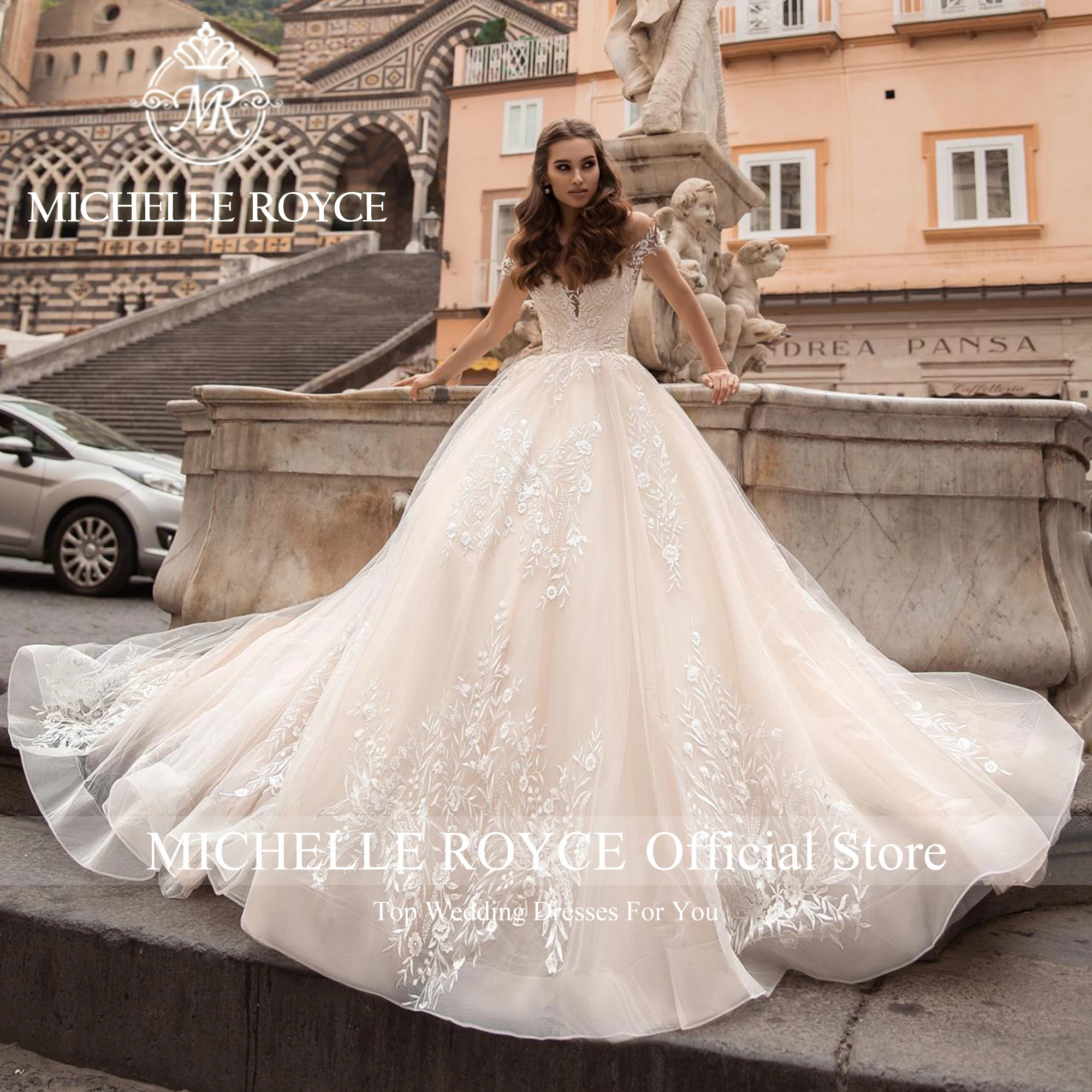 Michelle Royce A-Line Wedding Dresses For Women Sexy Bride Sweetheart Off The Shoulder Appliques Wedding Gowns Vestidos De Novia