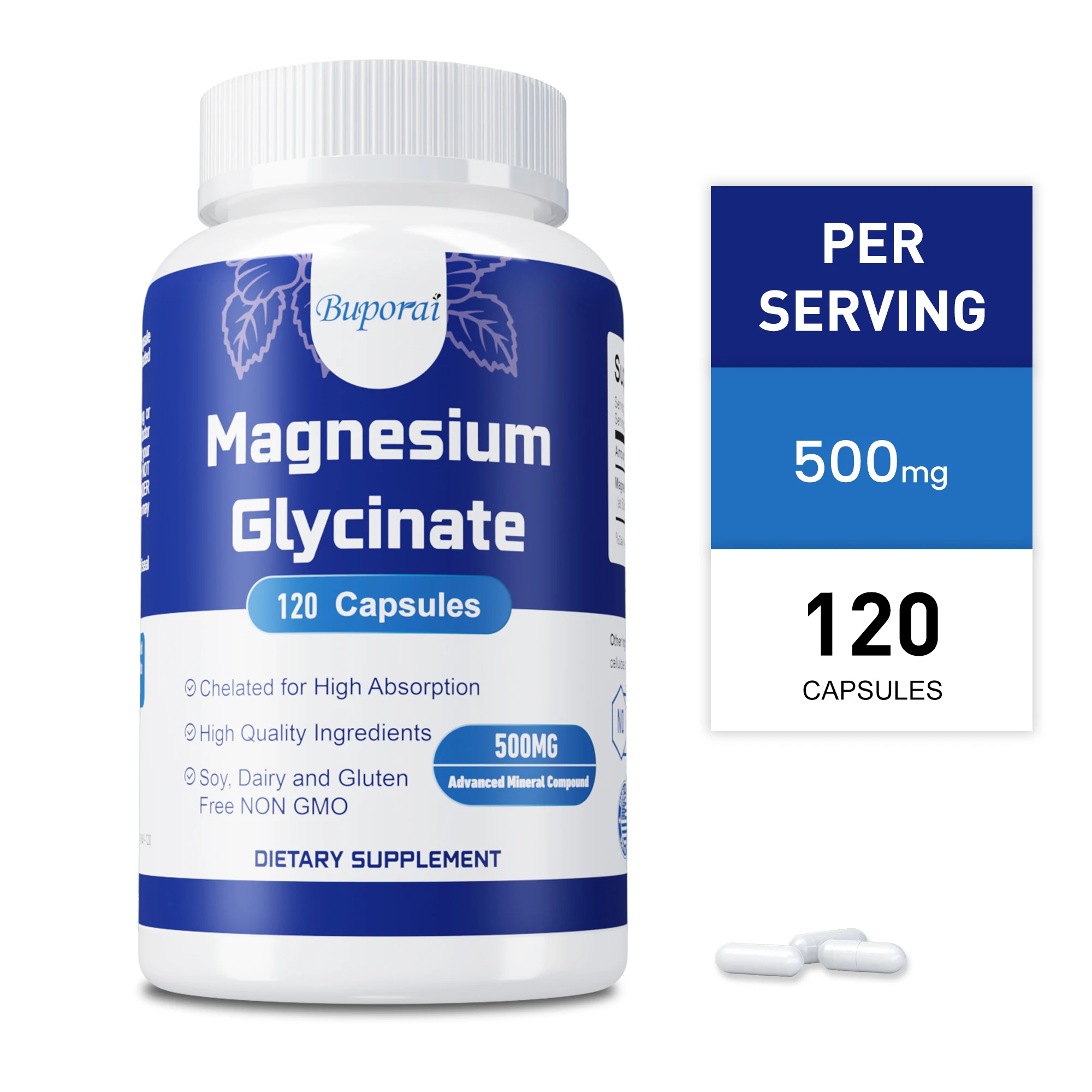 

Глицинат магния - уменьшает стресс и тревогу, способствует восстановлению мышц, поддерживает здоровье нервов, мышц, костей и сердец.