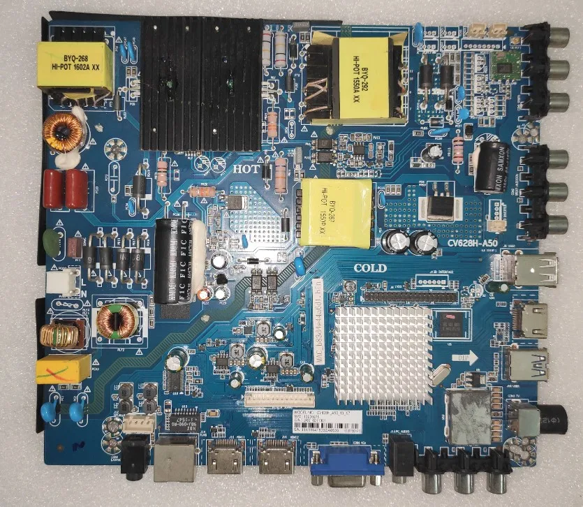 CV628H-A50  Three in one high-power network TV motherboard  60--90v   360max2  working  good