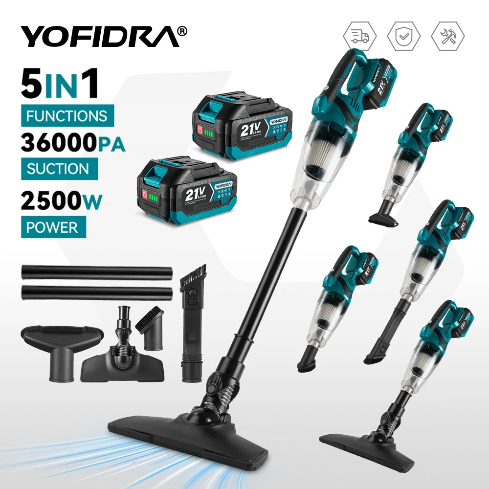 YOFIDRA Kabelloser Handstaubsauger, leistungsstark, wiederaufladbar, Haushaltsreinigungsgerät für Auto und Haustiere, kompatibel mit Makita-Akkus.