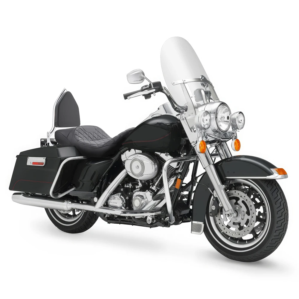 Assento de couro preto para motorista e passageiro de motocicleta, para harley touring electra glide padrão clássico 1997-2007