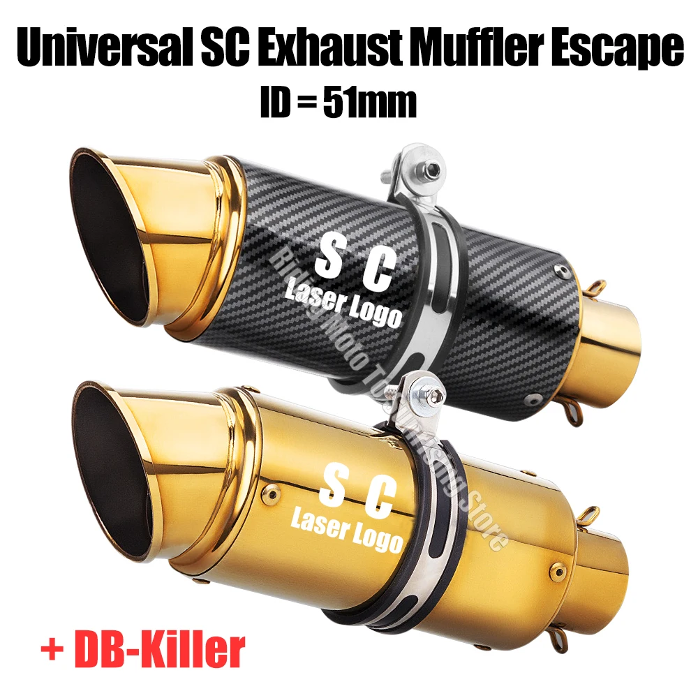 

Gold Color 51mm Universal sc Motorcycle Exhaust Muffler Escape for Motorcycle GP-project Racing Pass-through Exhaust Accessories