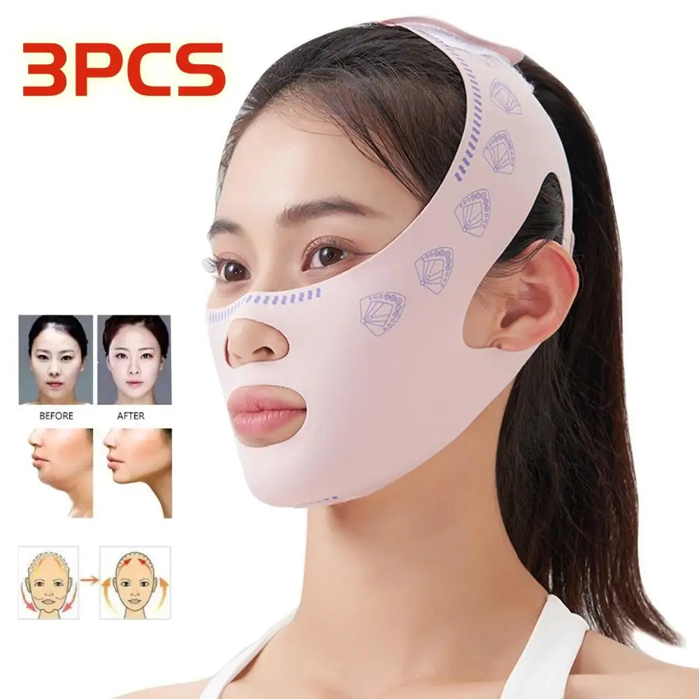 3pcs Anti Wrinkle Face Bandage V Face Breathable Band Reduce Double Chin Lift Up Face Shaping Bandage