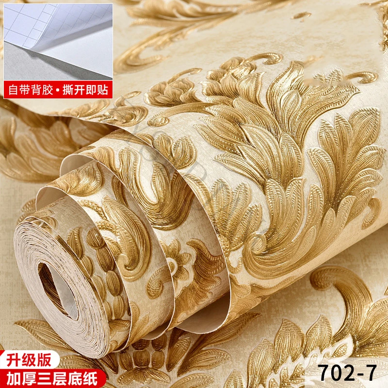European Style Pastoral 3d Self-Adhesive Wallpaper Bedroom Decoration Stickers Living Room Tv Background Wall Room Wallpaper