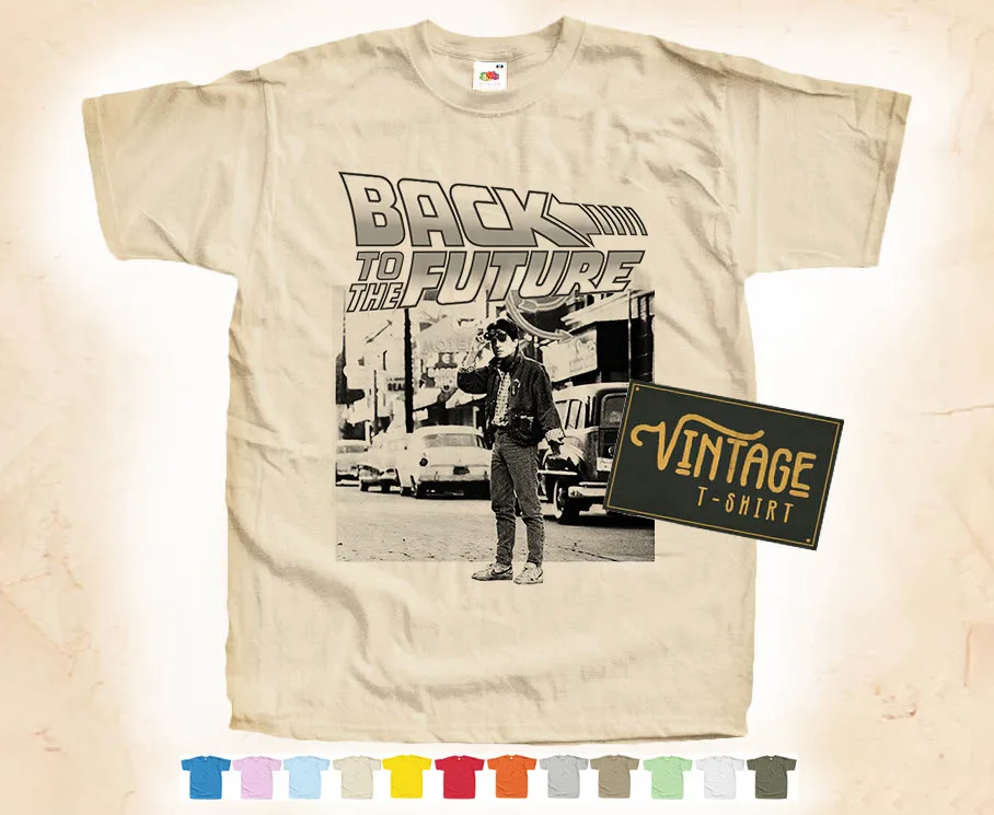 

BLACK Print: Back to the Future V4 T shirt Natural VINTAGE Poster Cotton S-5XL