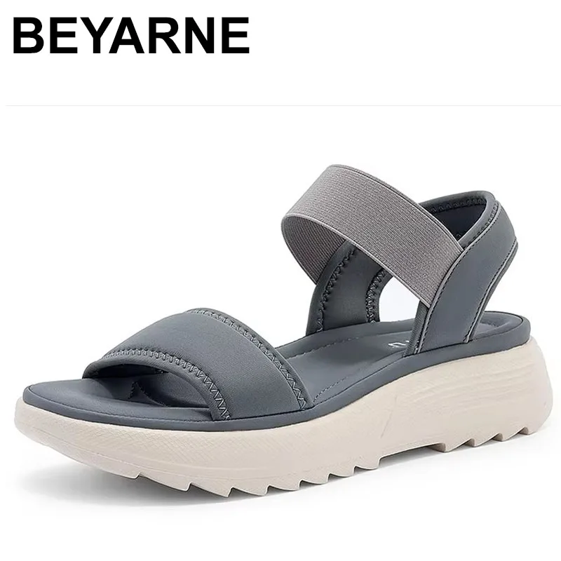 

Женские сандалии, летние повседневные элегантные нескользящие удобные легкие пляжные морские сандалии из искусственной кожи на танкетке, римская обувь на платформе