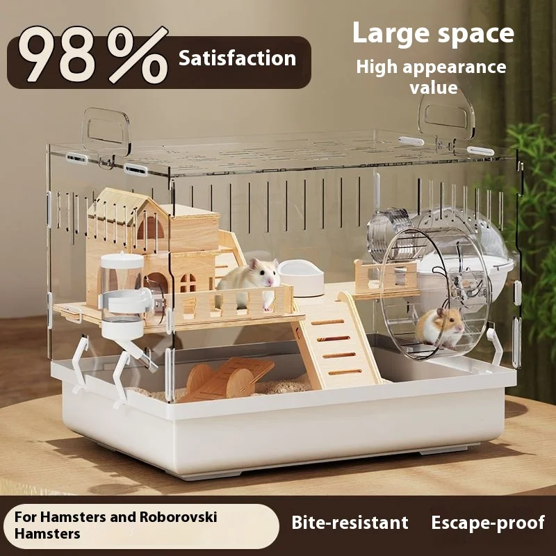 Large Acrylic Clear Hamster Villa Cage for Syrian Gold Teddy Bear Luxury Habitat Stackable DIY Habitat Terrarium