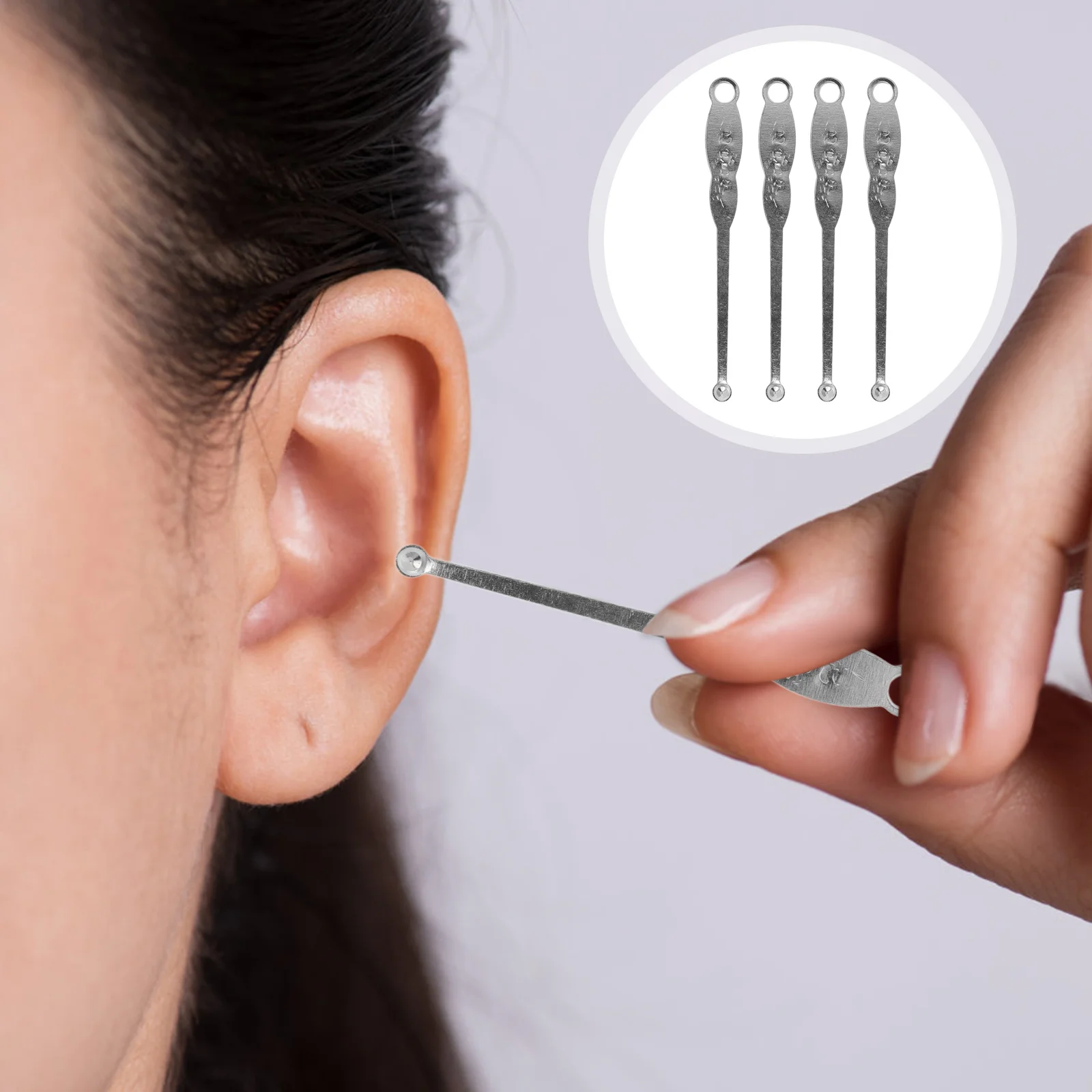 

100 шт., очиститель для ушей из нержавеющей стали, прочный, без ржавчины, противоскользящий дизайн, портативный, легкий, эффективный, для удаления воска, для домашнего использования