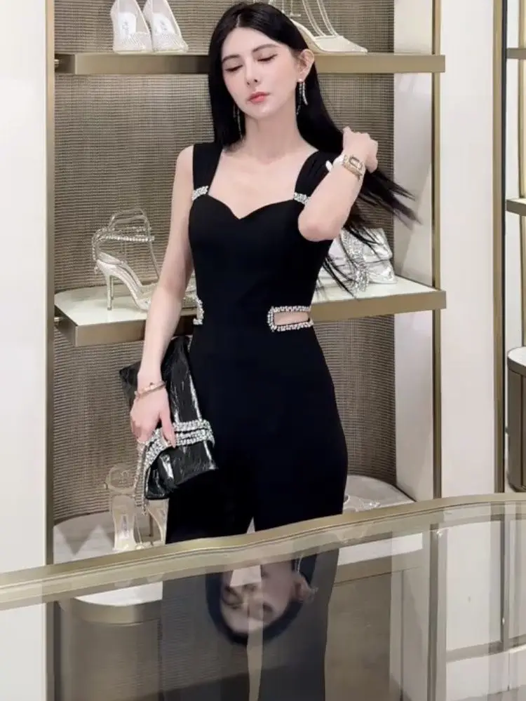 

Модные повседневные свободные женские брюки-комбинезон, лето 2026, новинка, элегантные, стройнящие, длинные брюки с трендовым дизайном на бретелях