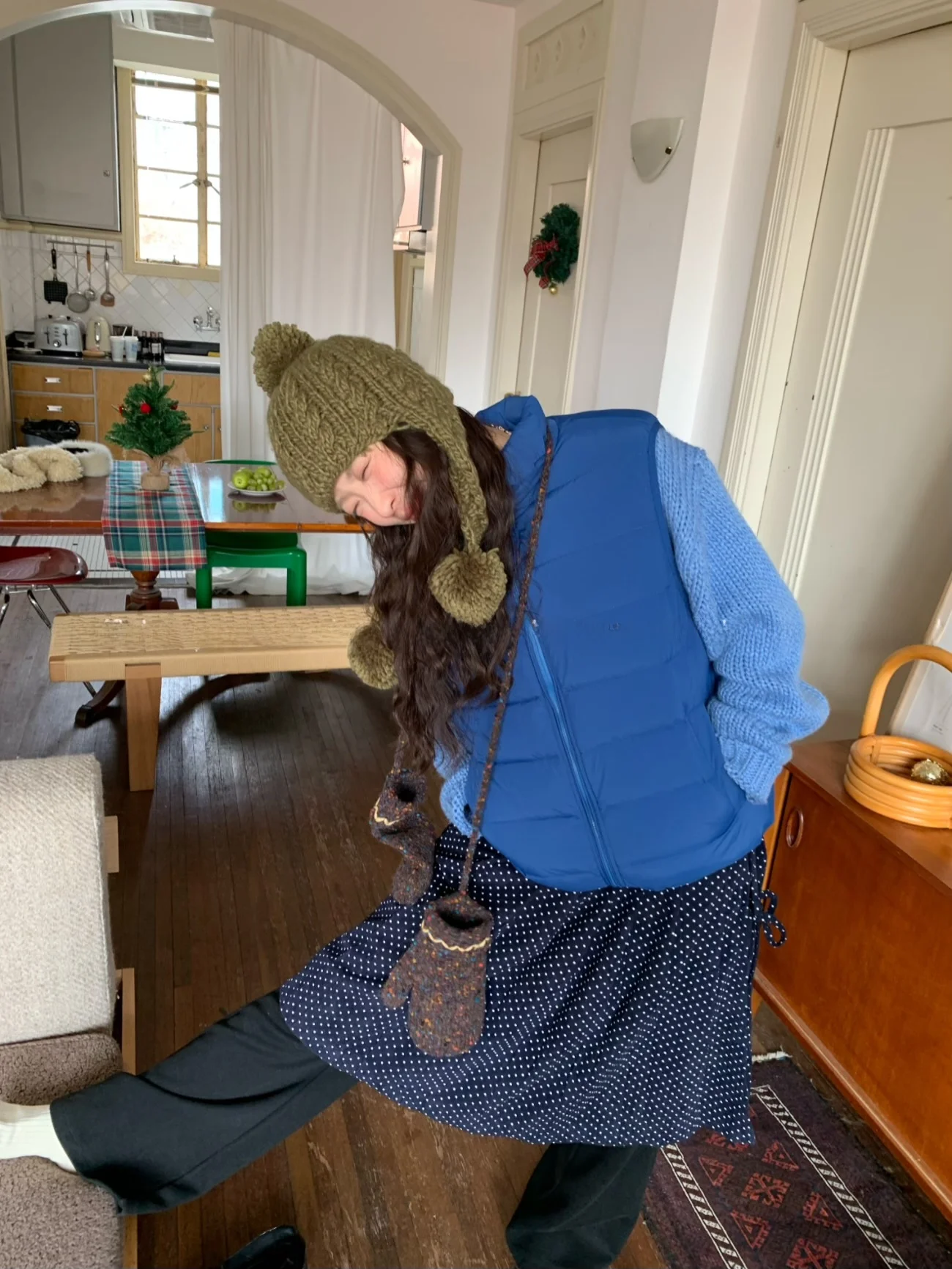 

Warm Cobalt Blue Japanese Sle Women's down Vest Svel Filling 90% White Du down Autumn Winter Faion Versatile