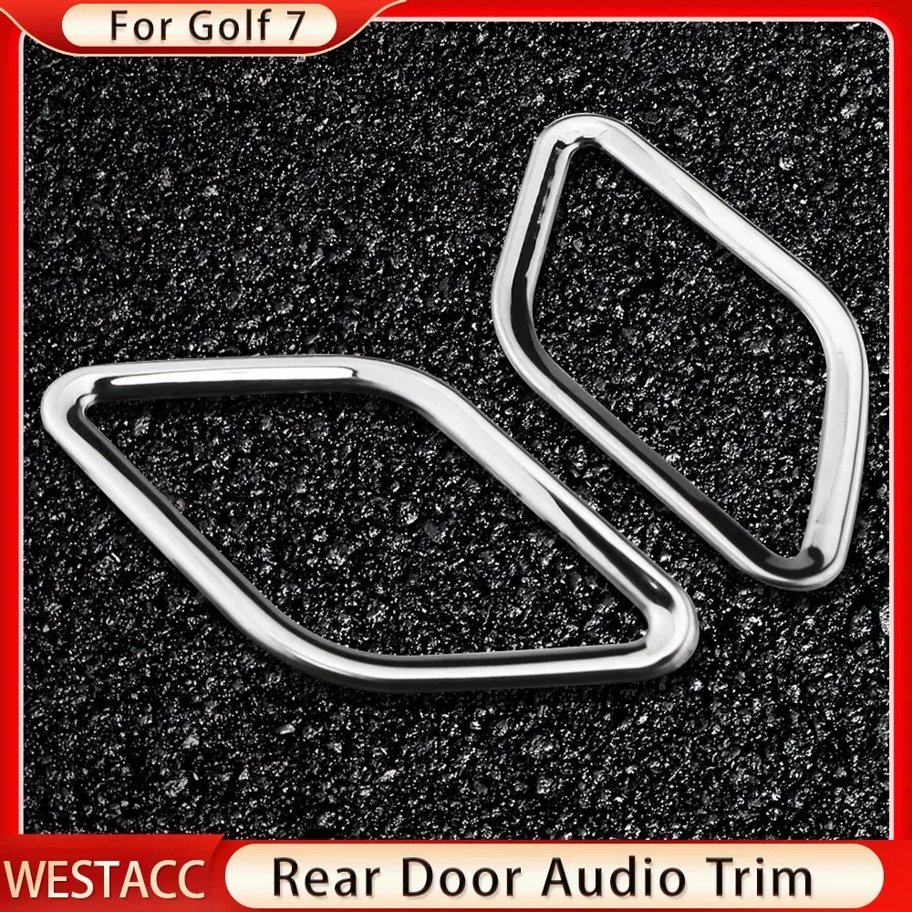 Rear Door Speaker Audio Cover for Volkswagen VW Golf 7 MK7 7.5 MK7.5 2012 - 2019 Sequin Sticker Trim Stainless Steel Accessories