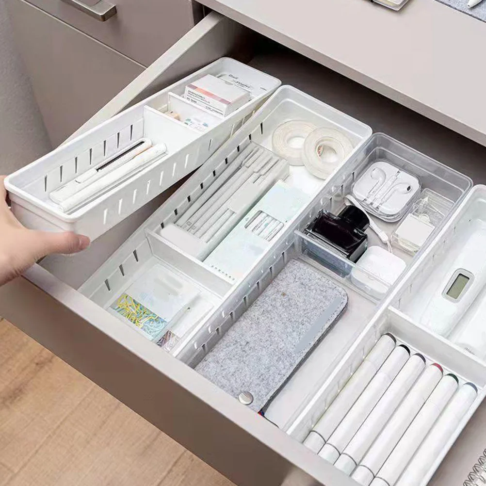 

2Pcs Kitchen Utensil Storage Organizer Boxes Adjustable Dividers Drawer Organizer Multipurpose Clutter Box Wardrobe Storage Box