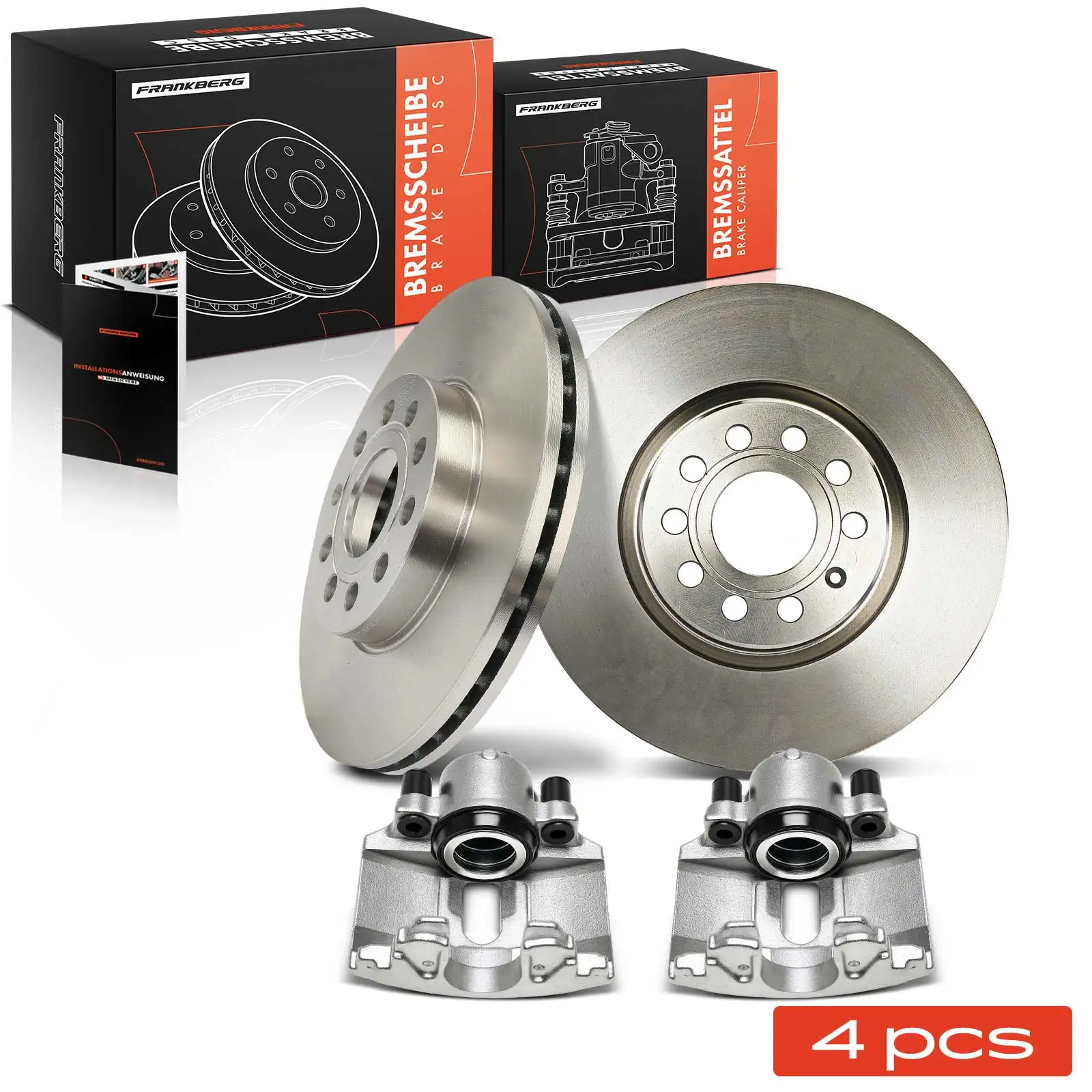 Frankberg 2X Étriers de frein + 2X Disques de frein avant pour VW Golf 5 6 Touran Eos Audi A3 24012501451 09914511 09914575 0991451E