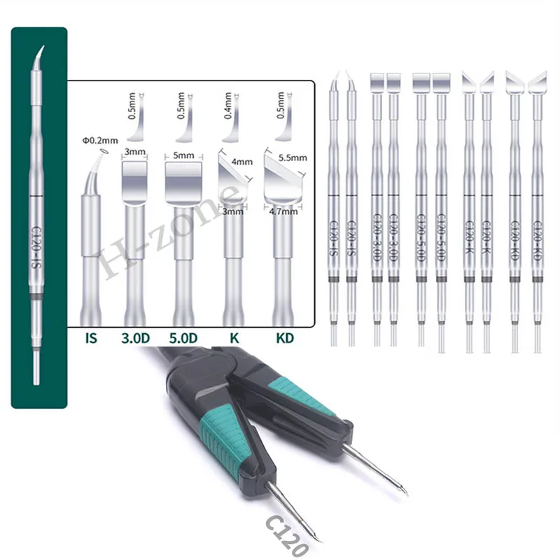 סדרה yhua c120 סדרת הלחמה מדויקת תחנת הלחמה ברזל קצה ליבה ידית 3.0d/5.0d/k/is/kd לכלי תחזוקה