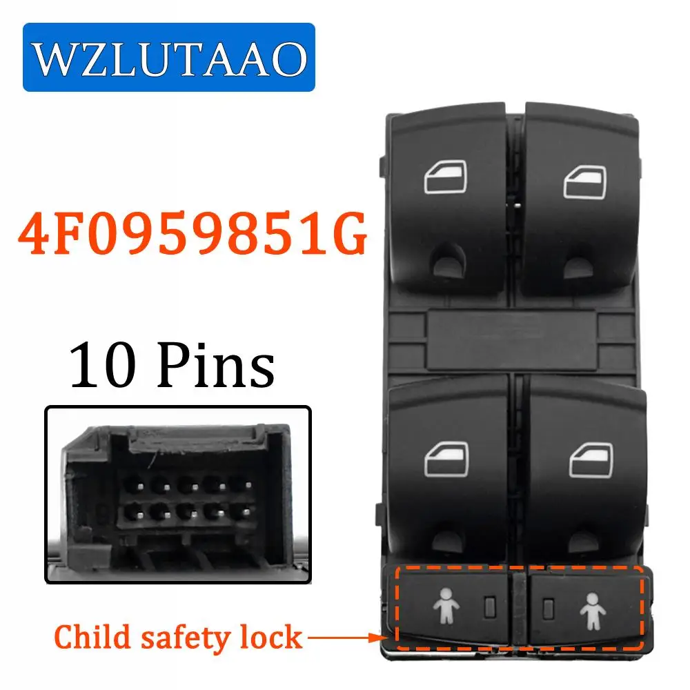 Master Window Switch Button Control With Child Safety Lock For 2006-15 Audi Q7 4F0959851J 4F0 959 851 J 4F0959851G 4F0 959 851 G