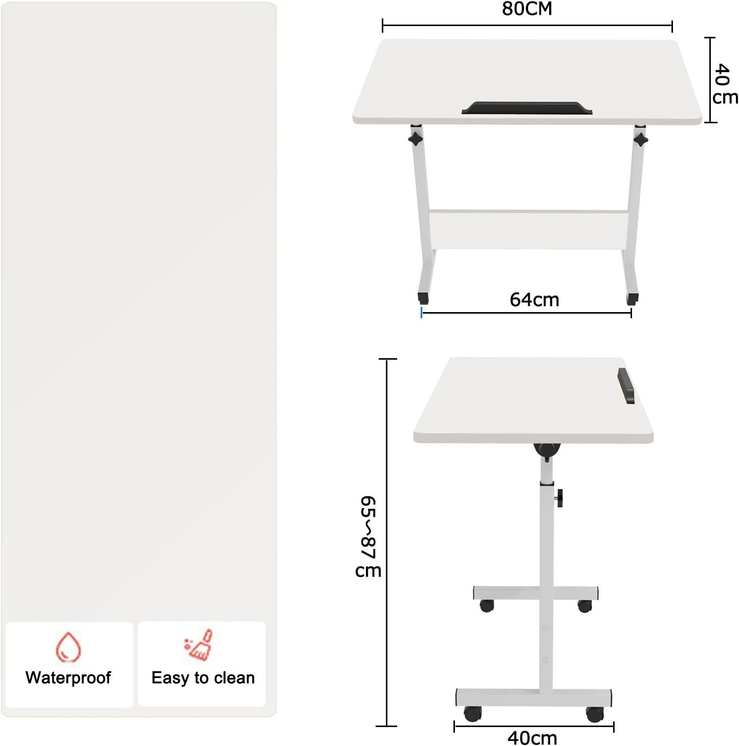 Rolling Desk Adjustable Height,Rolling Computer Cart,Portable Laptop Desk,Small Adjustable Home Office Desk,Rolling Laptop Desk image 2