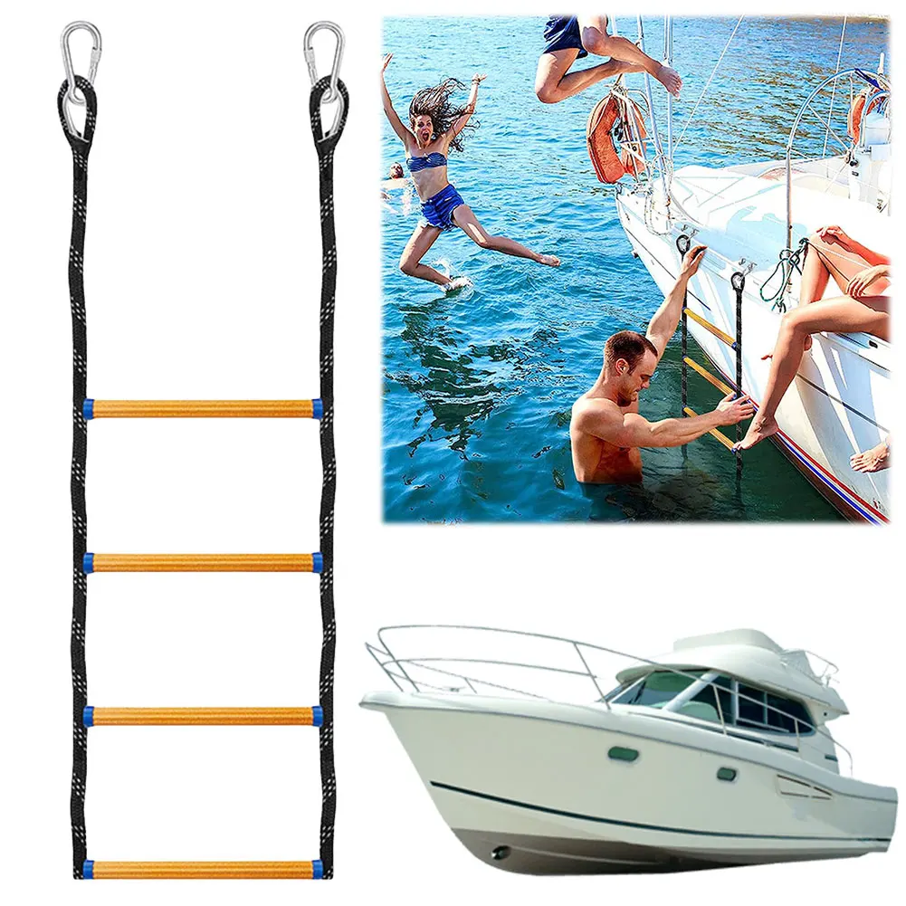 4-Stufen-Bootsseil-Leiter, faltbare Marine-Seil-Leiter, hochbelastbare Kletterseil-Leiter, tragbare Seil-Einstiegsleiter
