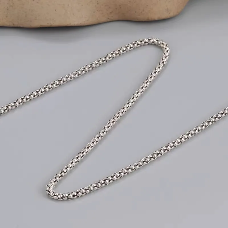 True Silver Popcorn Necklace Men Women S925 Sterling Silver Corn Necklace Girls Thai Silver Long Chain Pendant Necklace Jewelry