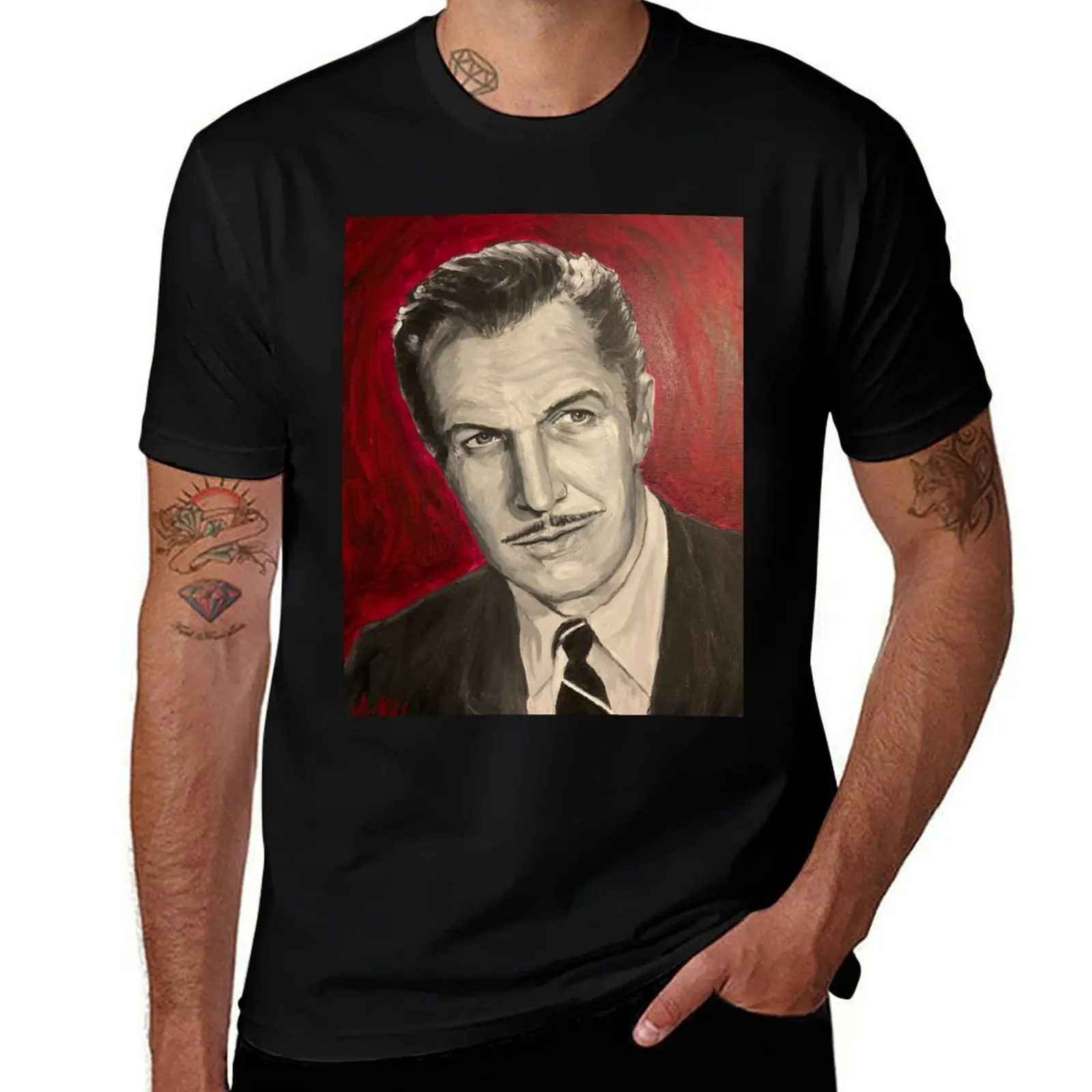 

Vincent Price T-Shirt sweat vintage quick drying slim fit t shirts for men