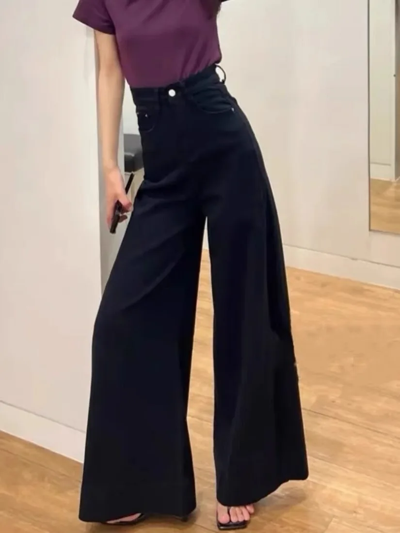 Calças de perna larga em verde das mulheres inverno calor relaxado ajuste elegante senhora alta qualidade escritório velo-forrado pelúcia aconchegante pesado ol