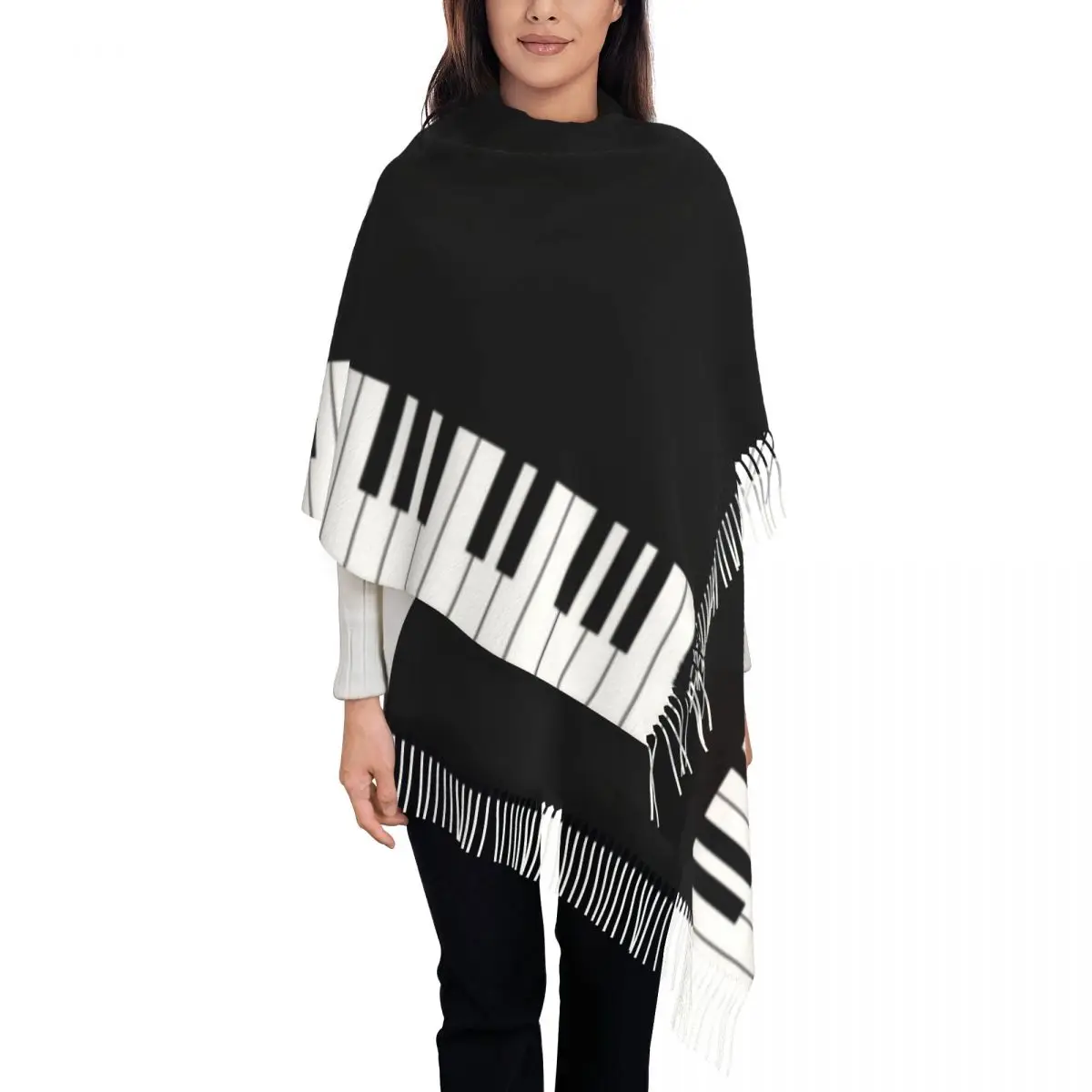 

Piano Keys Shawl A Tassel Scarf
