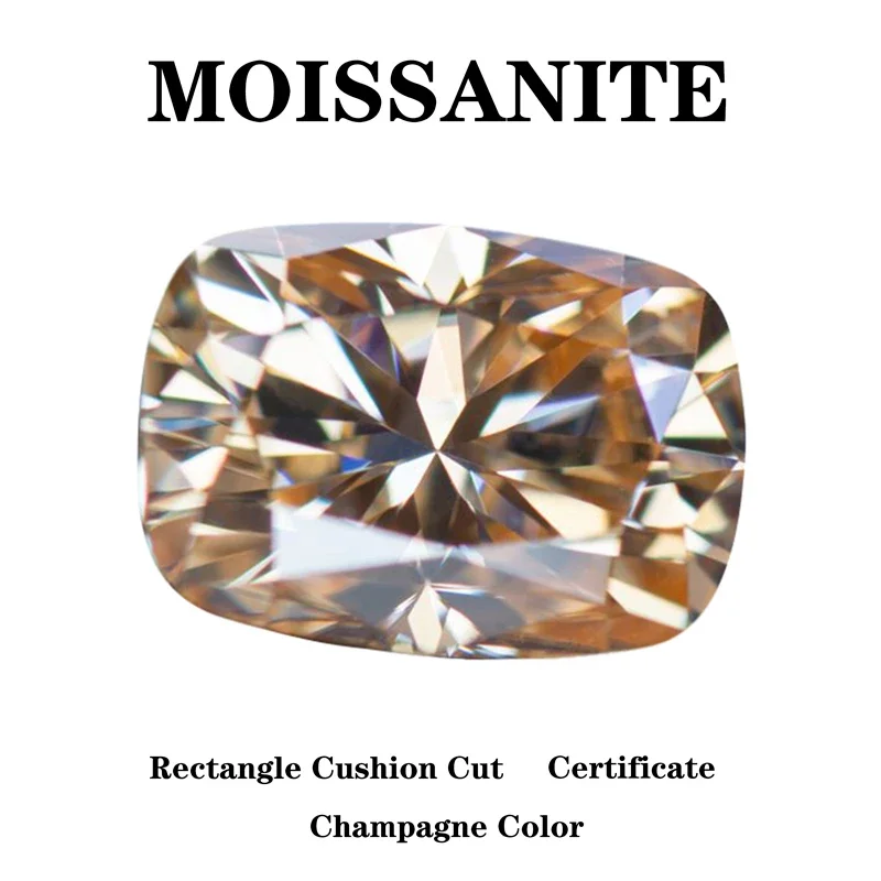 

Moissanite Stone Cushion Cut Natural Champagne Color Charms Gemstone DIY Advanced Jewelry Making Materials with Report