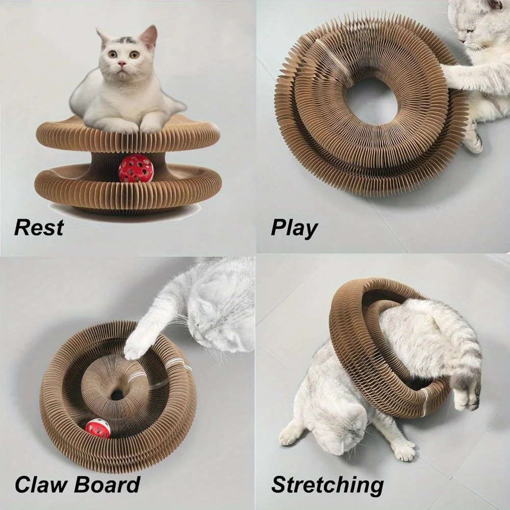

Magic Cat Scratch Organ Board Cat Toy with Ball Cat Grinding Claw Cat Climbing Frame Kitten Round Corrugated Cat Scratching Toy