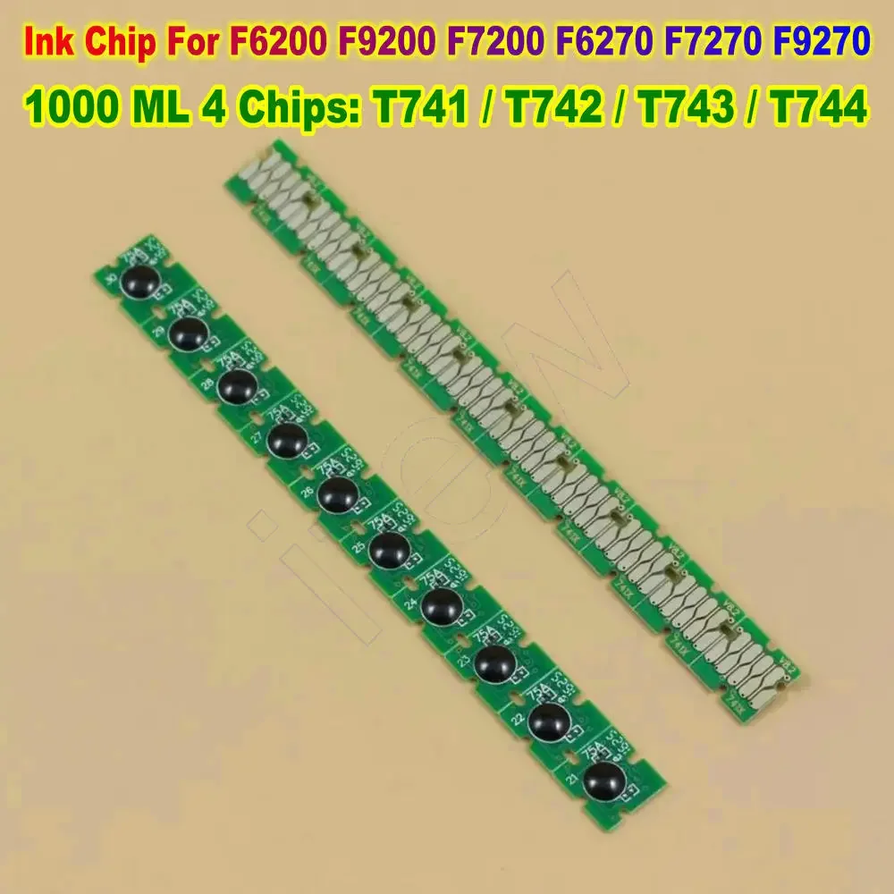 F6200 Printer Chip Ink Cartridge Chips For Epson Surecolor F6200 F9200 F7200 Chip 4 Colors HDK C M Y T741X T7412 T7413 T7414 IC