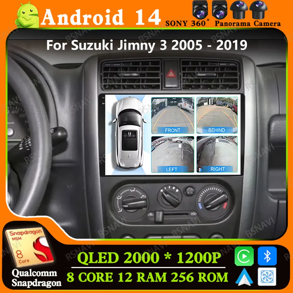 Andoird 14 Car Radio For Suzuki Jimny 3 2005 - 2019 4G LTE BT Viedo Player GPS DSP Multimedia Navigation 5G WIFI Head Unit 2 DIN