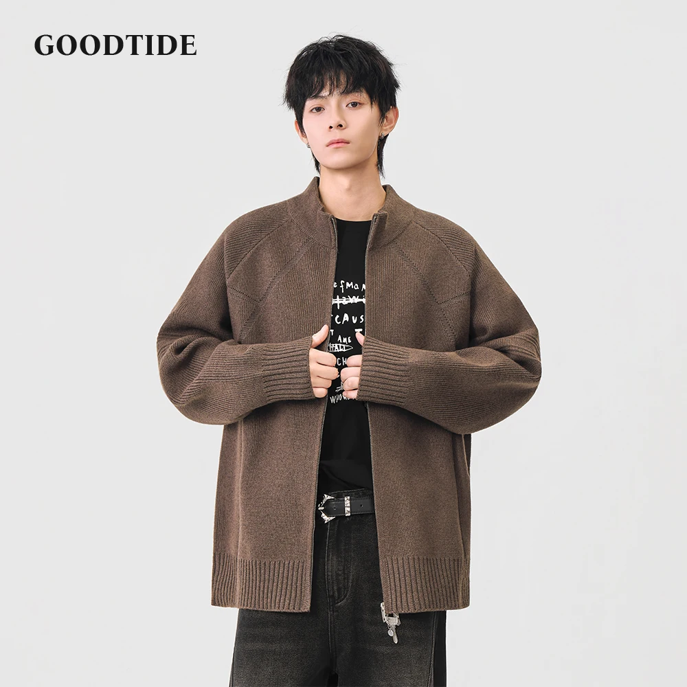 Fashion Men's Casual Open Front Cardigan 2025 Winter New Ribbed Knitted Jacket Comfortable Soft Long Sleeve Outerwear Top