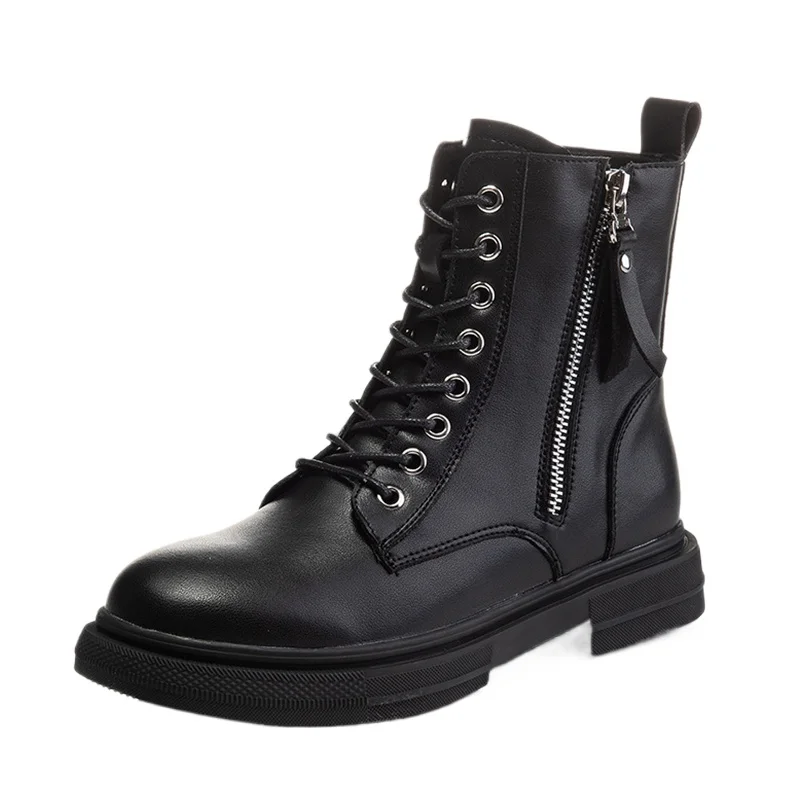 

Женские ботильоны на платформе из натуральной кожи — на шнуровке, на меховой подкладке, теплые на осень и зиму | Мотоцикл Стиль