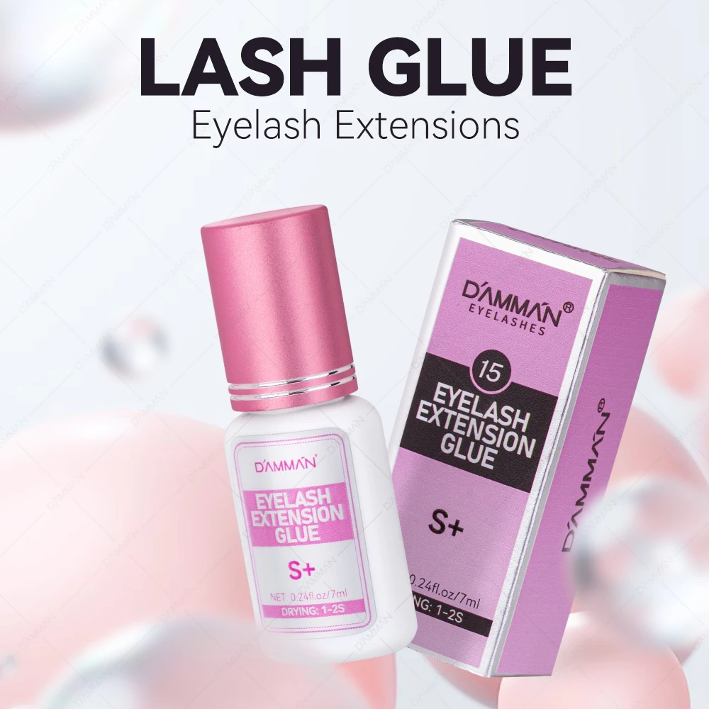 5Bottles 7ML DAMMAN Lashes Glue Professional Eyelashes Extensions Adhesive S+ Black 1-2S Fasting Drying Lash Glue Wholesale