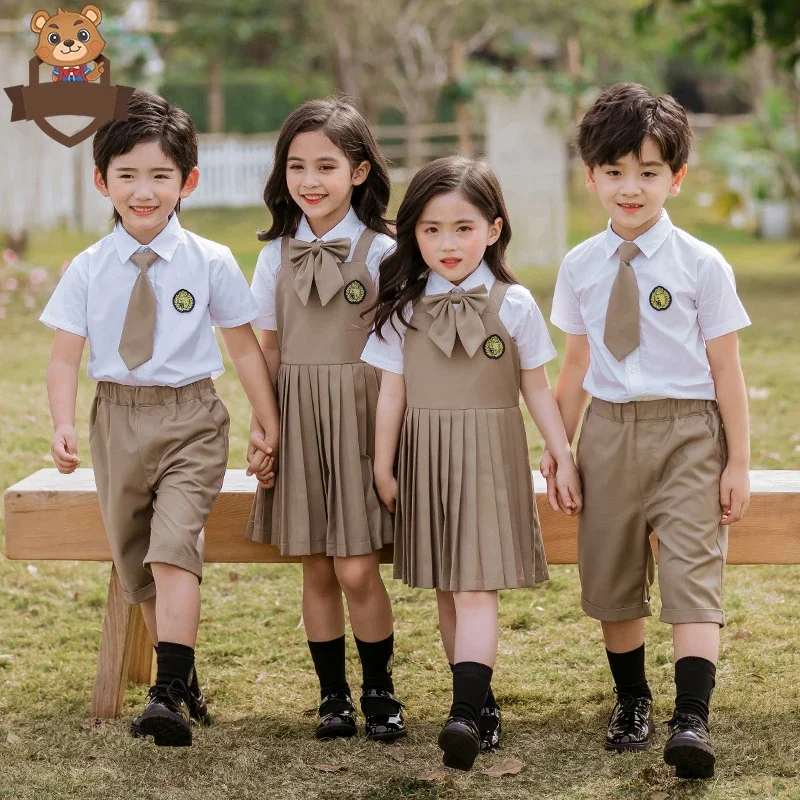 Children School Uniform Shirts Coat Dress Shorts Collar Suit Kids Baby Girl Boy Korean Cotton Teenager Japanese Clothes Outfit