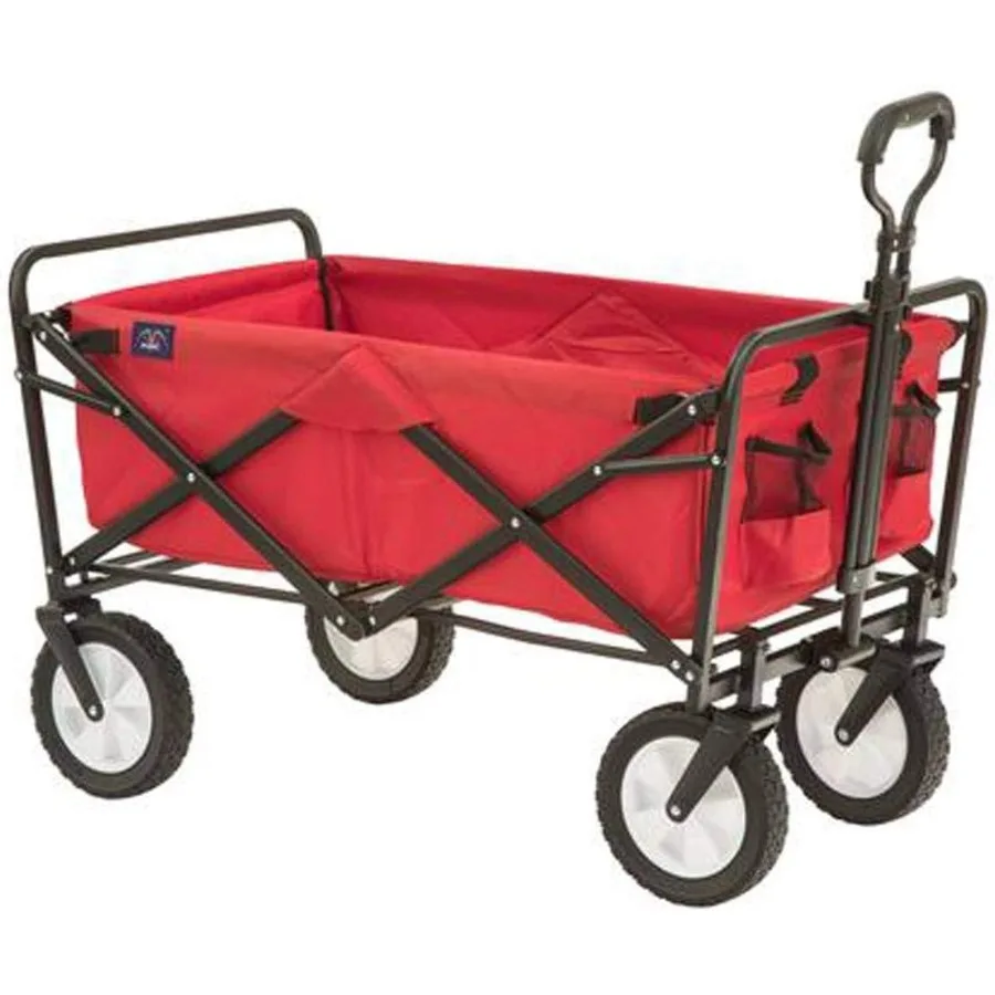 

Heavy Duty Steel Frame Collapsible Folding 150 Pound Capacity Outdoor Camping Garden Utility Wagon Yard Cart Red