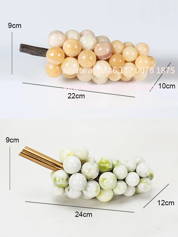 Buquê de uvas de mármore feito à mão personalizável, ornamentos de pedra decorativos para casa, quarto, sala de estar, mesa de café, armário