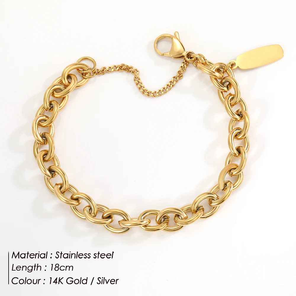 eManco  Handmade Chain Fashion Jewelry  Punk Stainless Steel Chain BraceletWomen Gift Wedding Bracelet Birthday Party Wholesale