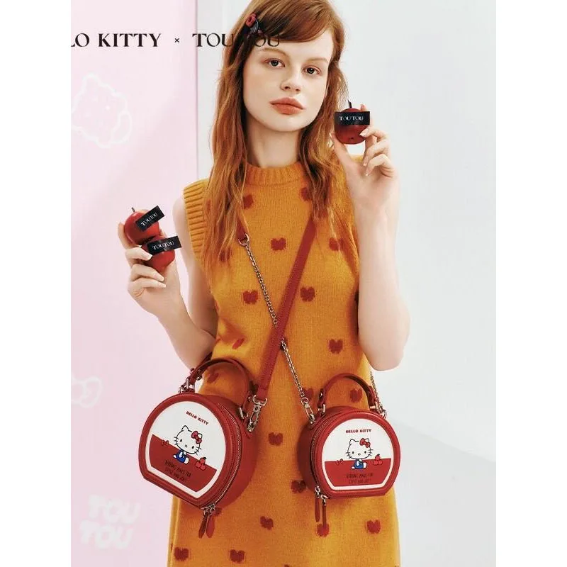 

New Miniso Sanrio Hello Kitty Crossover Bag Kawaii Portable Commuter Travel Storage Bag Ins Korean Cartoon Anime Friend Gift ﻿