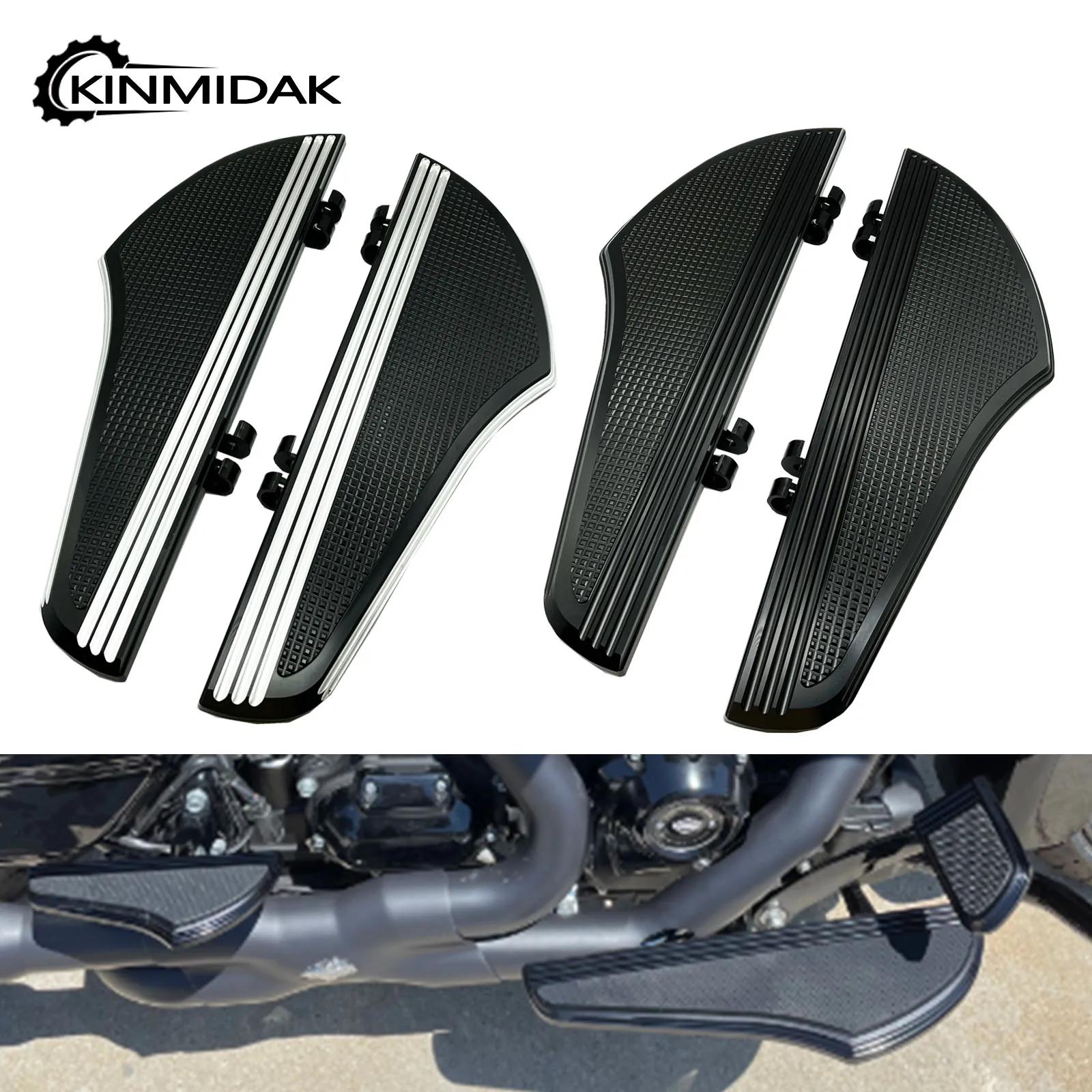 

Motorcycle Floorboard Front Driver Foot Pegs Footrest Black For Harley Touring Road King Street Glide FLHX Softail Heritage