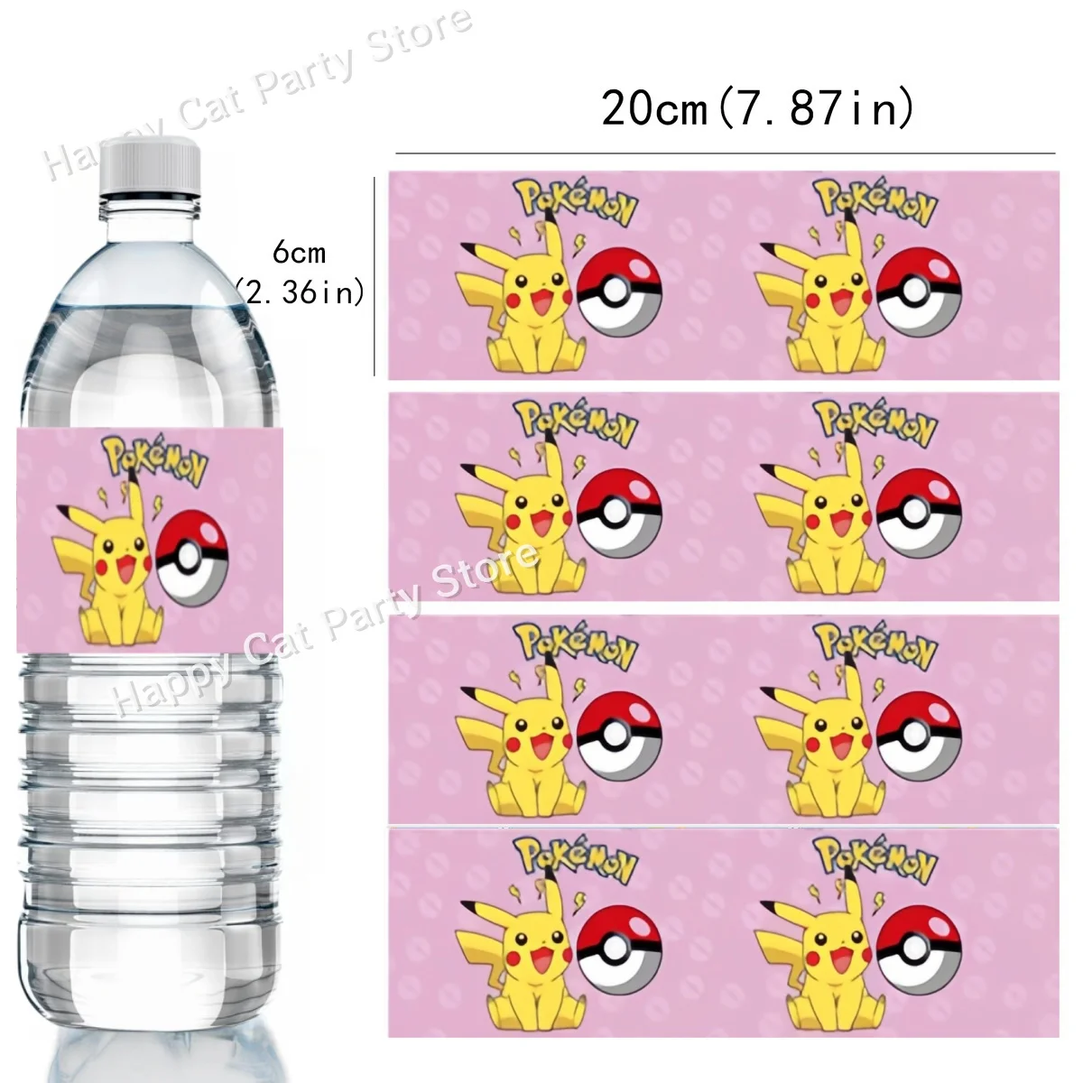 Pokemon Water Bottle Label Birthday Decor Pikachu Candy Wrapper Sticker Wine Labels DIY Bottle Water Cup Kid gift Party Supplies
